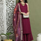 Embroidered Rayon Kurta Palazzos With dupatta ( JOKPL 2137P D66P 1579 Purple )