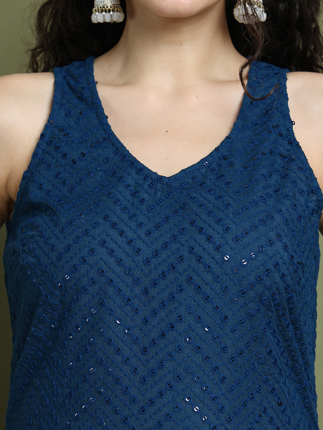 Embroidered Rayon Kurta With Palazzos ( JOKPL 2137Pe 1579 Peacock )