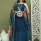 Backless Designer Kurta Palazzo Set with Floral Dupatta ( JOKPL 2137Pe D66Pe 1577 Peacock )