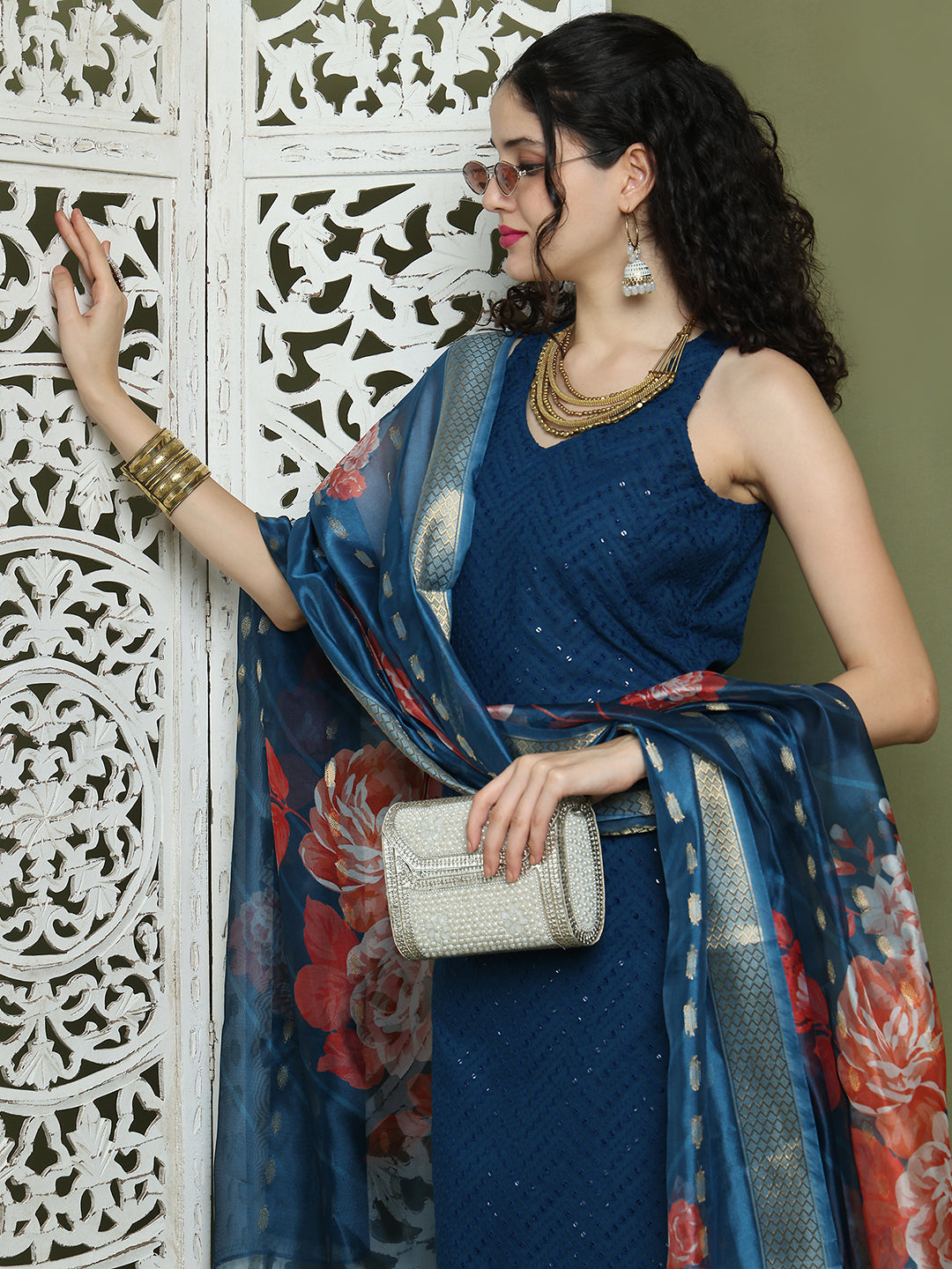 Embroidered Rayon Kurta Palazzos With dupatta ( JOKPL 2137Pe D66Pe 1579 Peacock )