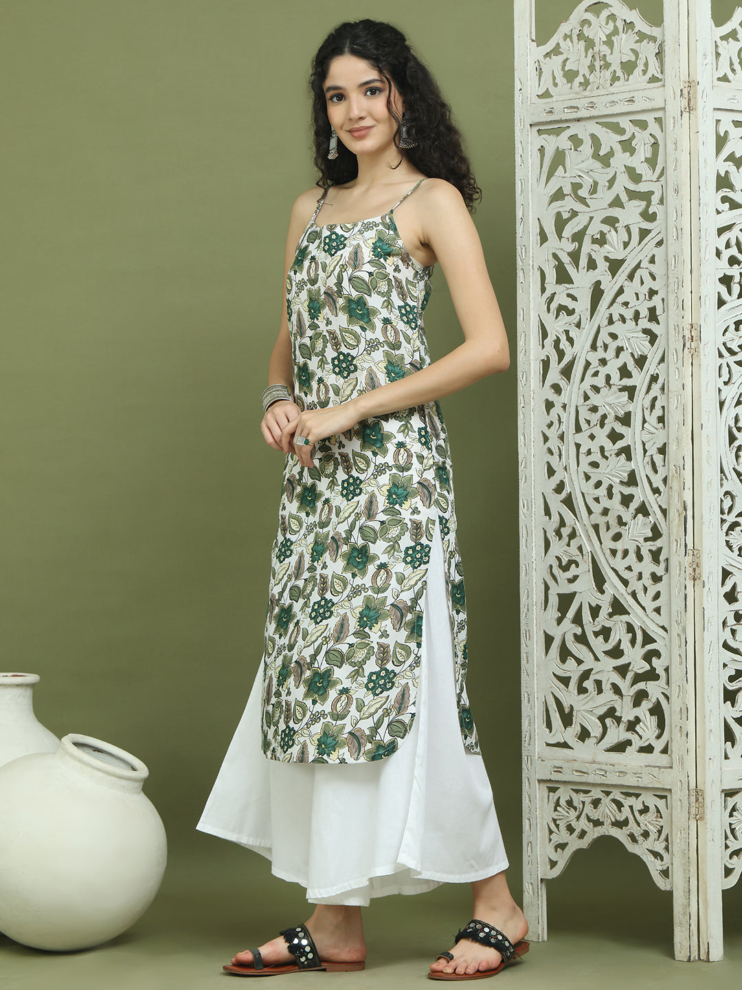 Foil Printed Rayon Kurta. ( JOK 1573 Green )