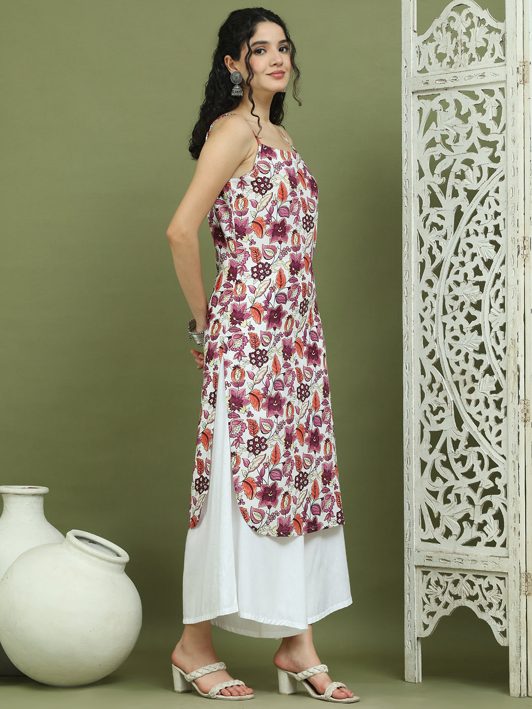 Foil Printed Rayon Kurta. ( JOK 1573 Purple )