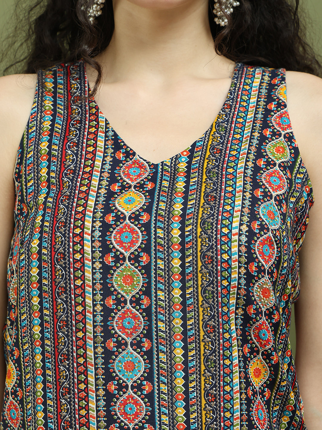 Foil Printed Rayon Kurta ( JOK 1574 Navy )