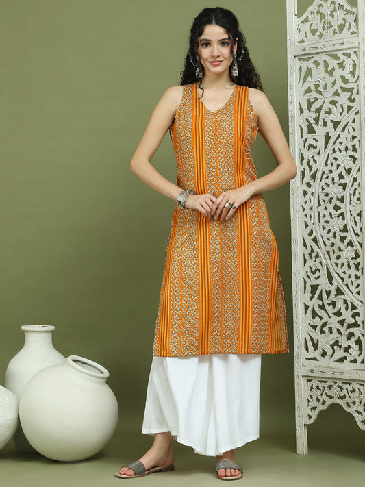 Foil Printed Rayon Kurta With Palazzos for Women ( JOKPL 2137W 1575 Yellow )