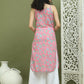 Women's Floral Printed Rayon Kurta ( JOK 1578 Pink )
