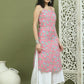 Women's Floral Printed Rayon Kurta ( JOK 1578 Pink )
