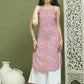 Women's Floral Printed Rayon Kurta ( JOK 1578 Pink )