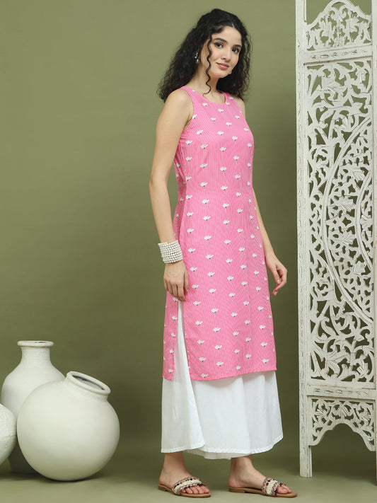 Printed Rayon Kurta for Women ( JOK 1580 Pink )