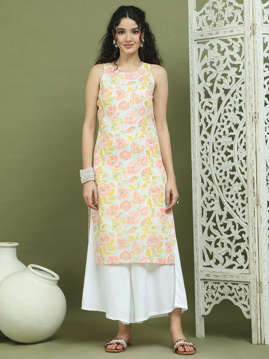 Printed Rayon Kurta Palazzo Set ( JOKPL 2137W 1580 Sky )