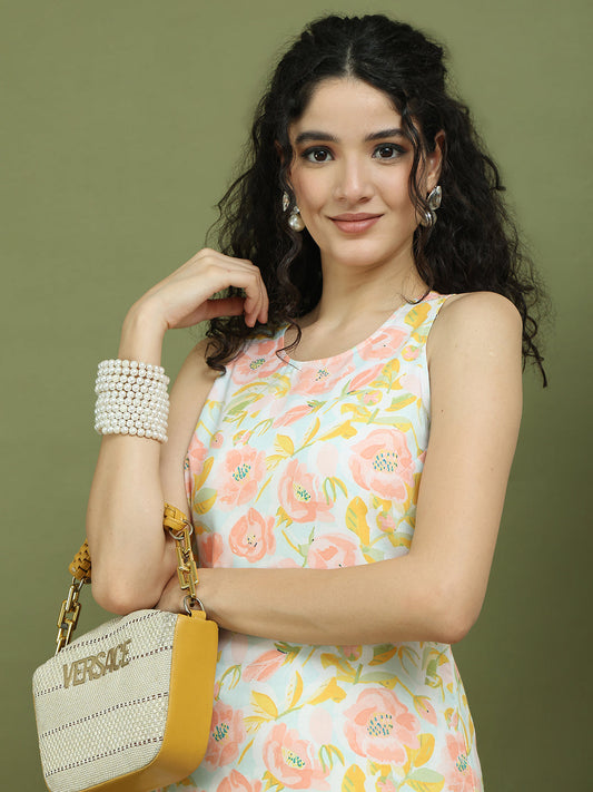 Printed Rayon Kurta for Women ( JOK 1580 Sky )