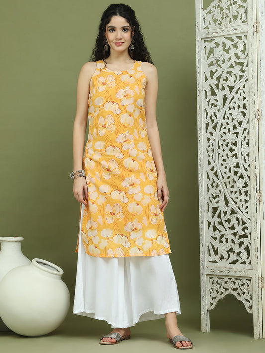 Printed Rayon Kurta Palazzo Set ( JOKPL 2137W 1580 Yellow )