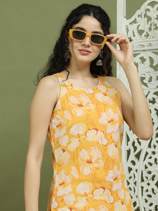 Printed Rayon Kurta for Women ( JOK 1580 Yellow )