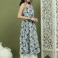 Foil Printed flared kurtas ( JOK 1581 Navy )