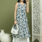 Foil Printed flared kurtas ( JOK 1581 Navy )