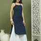 Navy Blue Screen-Printed Cotton Kurta ( JOK 1582 Navy )