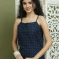 Navy Blue Screen-Printed Cotton Kurta ( JOK 1582 Navy )