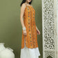 Foil Printed Rayon Kurtas for Women ( JOK 1583 Mustard )