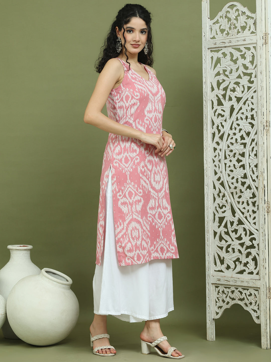 Women's Printed Rayon Kurtas ( JOK 1585 Pink )