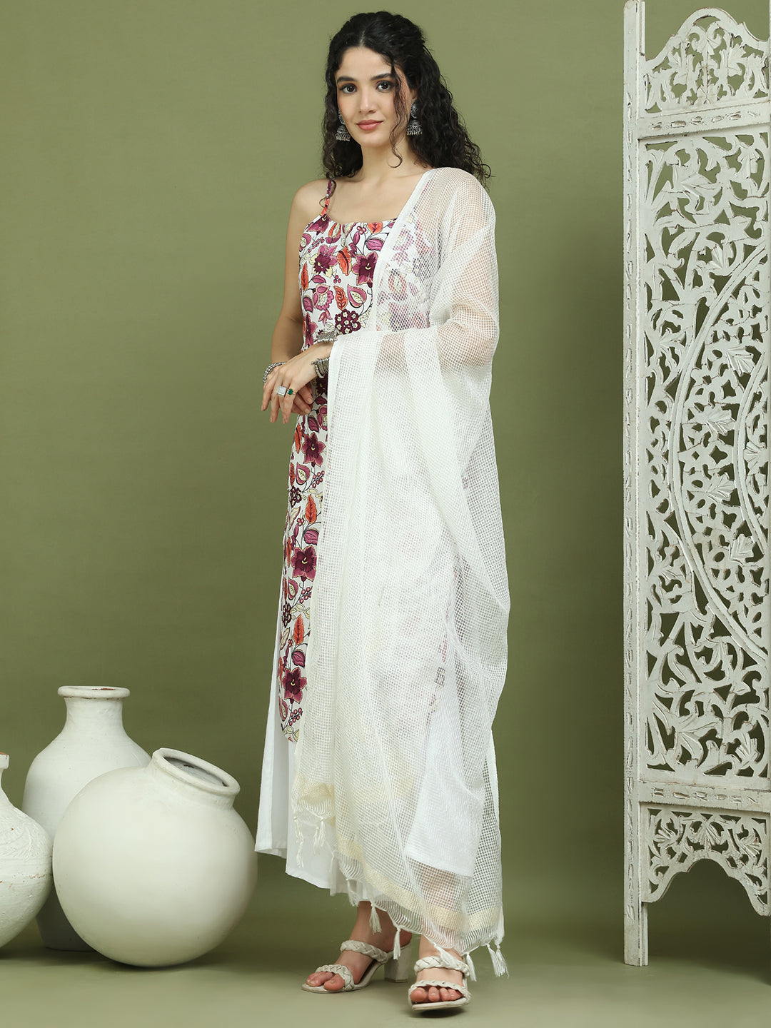 Foil Printed Rayon Kurta Palazzos With Dupatta ( JOKPL 2137W D31W 1573 Purple )