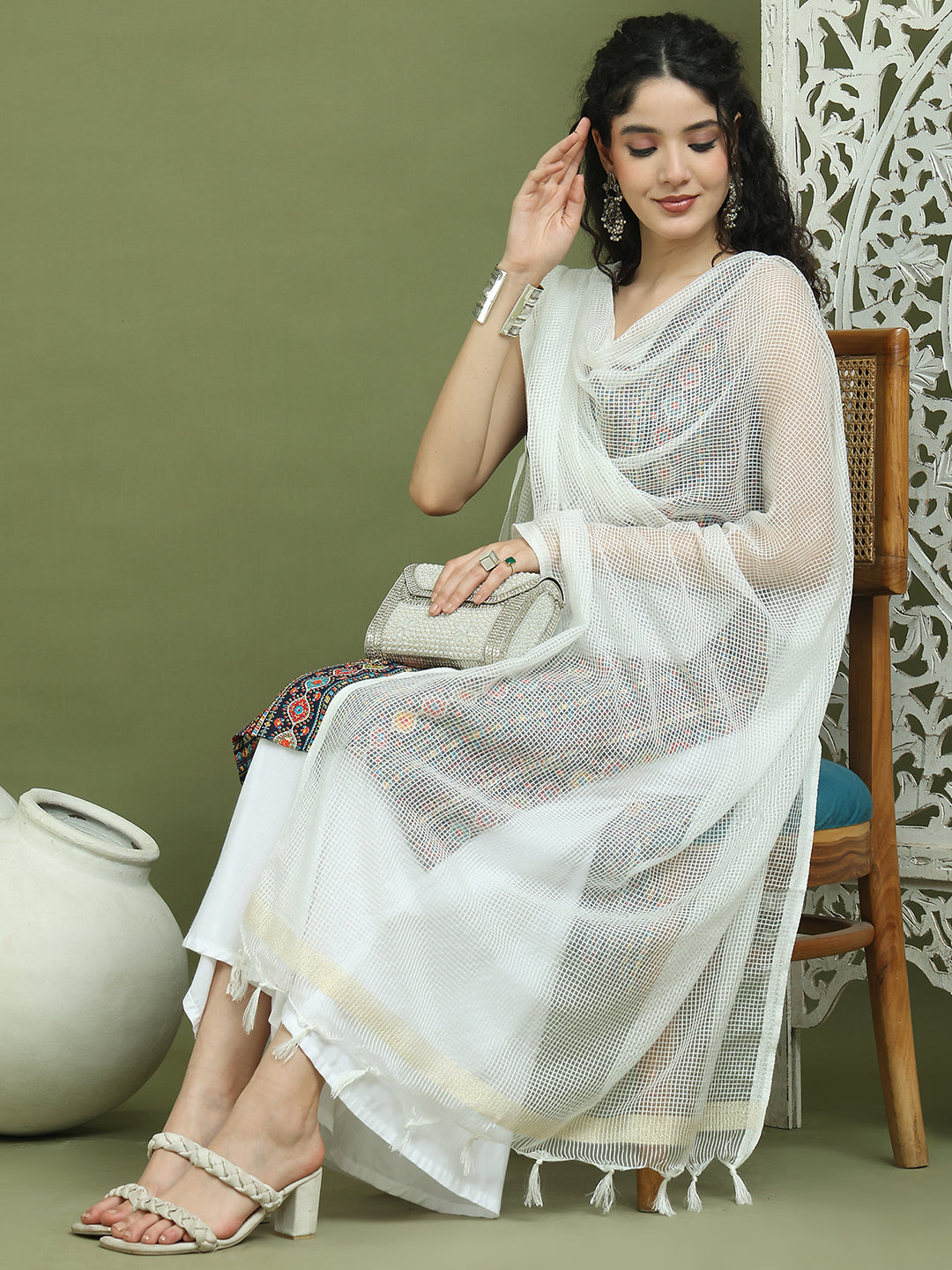 Foil Printed Rayon Kurta Palazzos With Dupatta ( JOKPL 2137W D31W 1574 Navy )