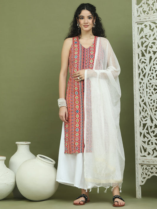 Foil Printed Rayon Kurta Palazzos With Dupatta ( JOKPL 2137W D31W 1574 Red )