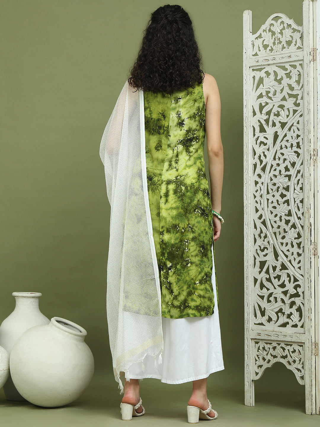 Printed Rayon Kurta Palazzo & Dupatta ( JOKPL 2137W D31W 1580 Olive )