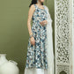 Foil Printed flared kurta pallazos With Dupatta ( JOKPL 2137W D31W 1581 Navy )