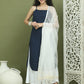 Screen Printed Pure Cotton Kurta Palazzos with Dupatta ( JOKPL 2137W D31W 1582 Navy )