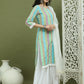 Lace Work, Woven Design straight Kurta Palazzo Dupatta Set ( JOKPL 2137W D31W 1589 Green )