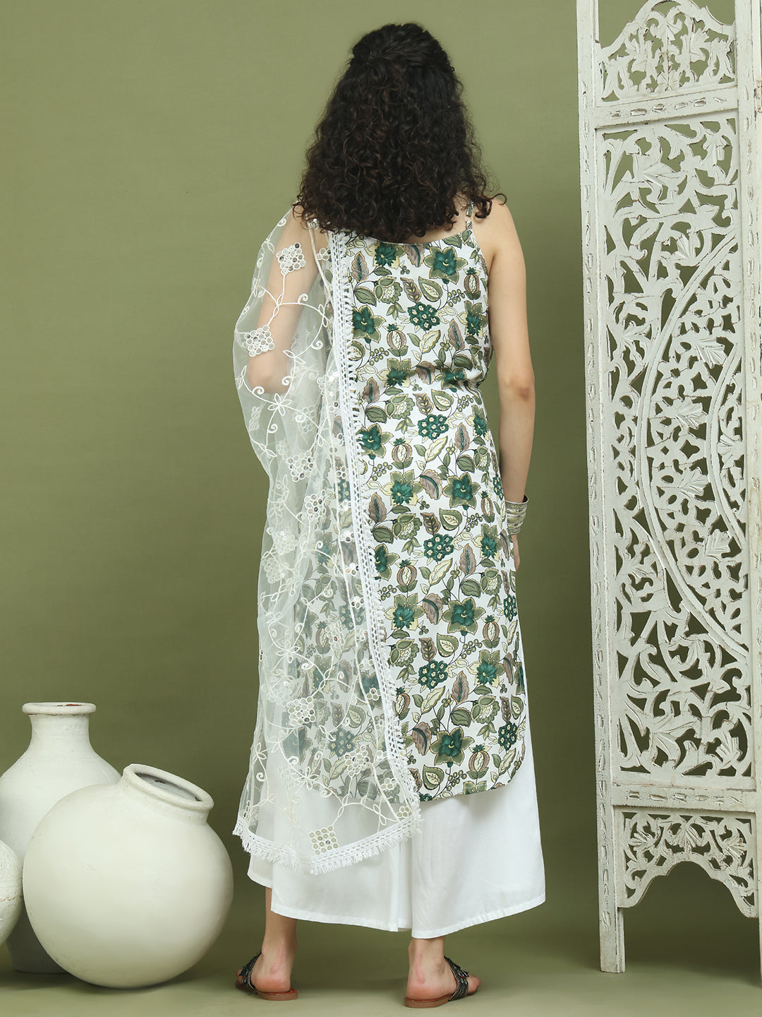 Foil Printed Rayon Kurta Palazzos With Dupatta ( JOKPL 2137W D67W 1573 Green )