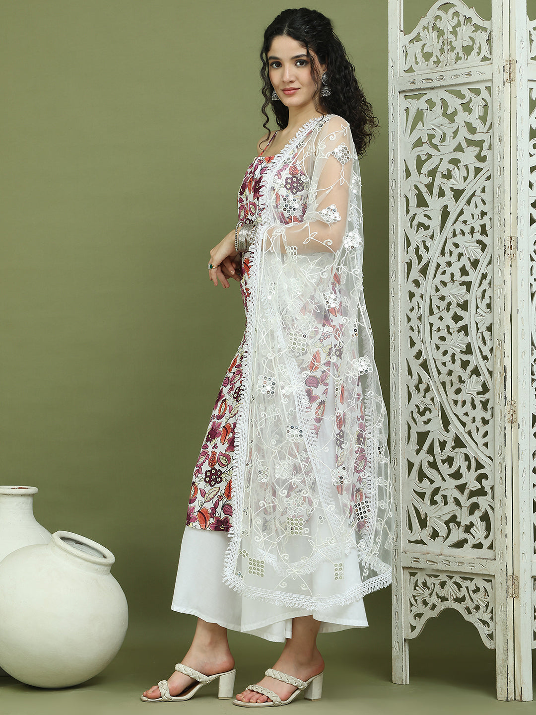 Foil Printed Rayon Kurta Palazzos With Dupatta ( JOKPL 2137W D67W 1573 Purple )