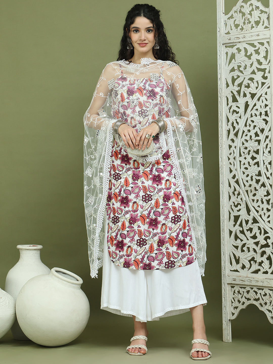 Foil Printed Rayon Kurta Palazzos With Dupatta ( JOKPL 2137W D67W 1573 Purple )