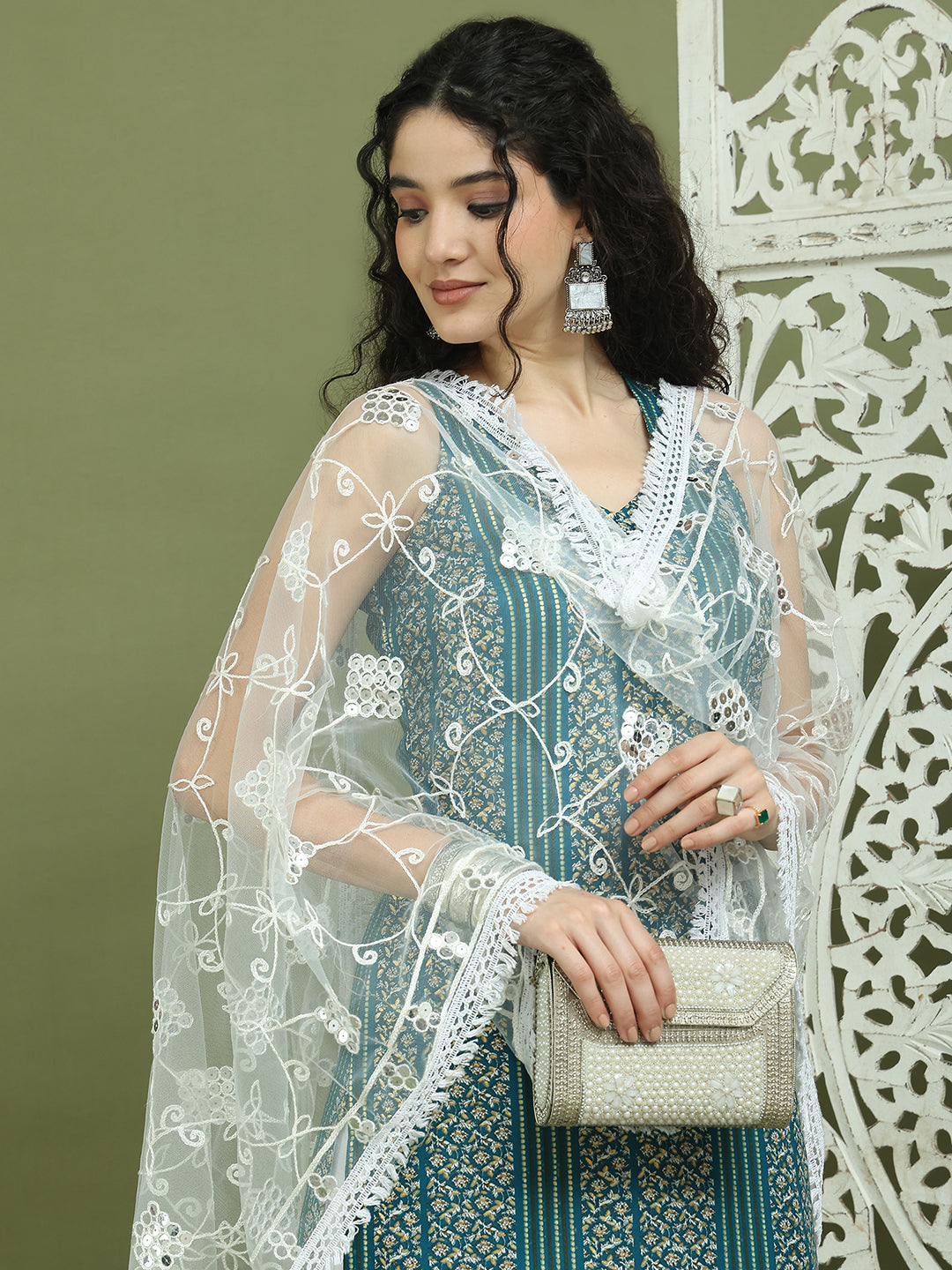 Foil Printed Rayon Kurta Palazzos & Dupatta for Women ( JOKPL 2137W D67W 1575 Blue )