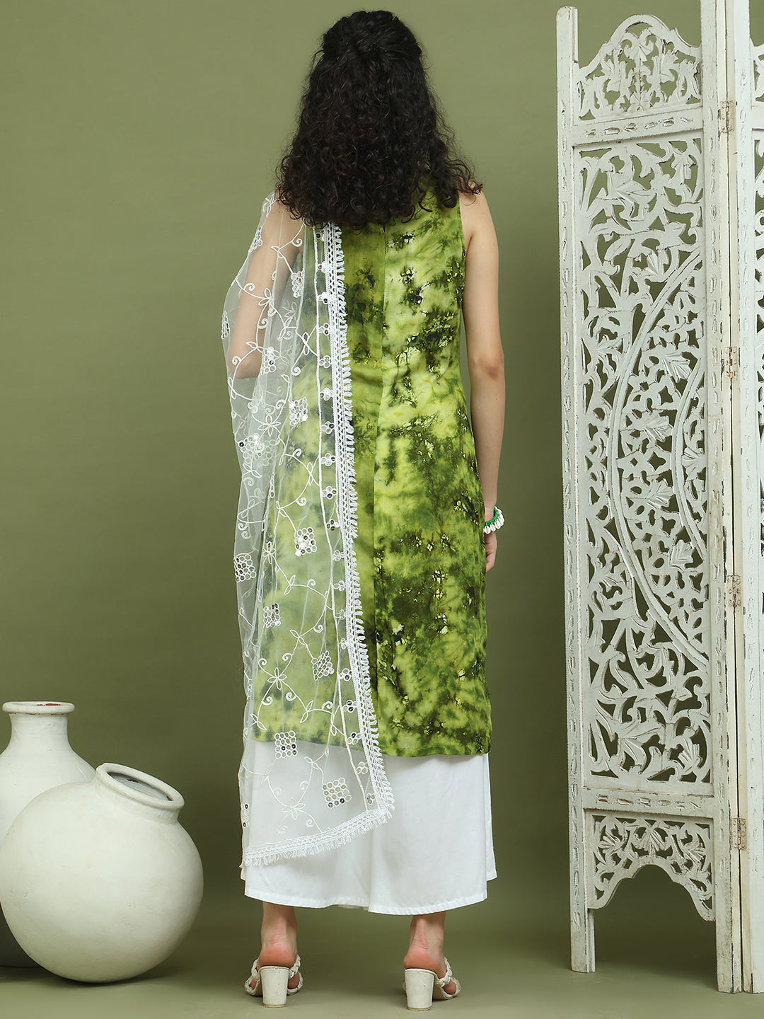 Printed Rayon Kurta Palazzo & Dupatta ( JOKPL 2137W D67W 1580 Olive )