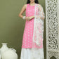 Printed Rayon Kurta Palazzo & Dupatta ( JOKPL 2137W D67W 1580 Pink )