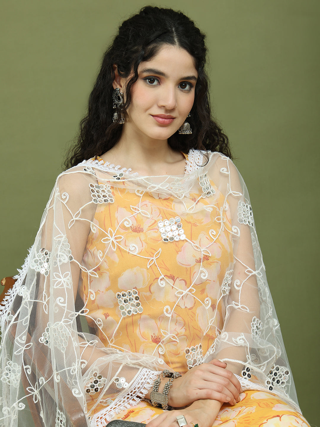 Printed Rayon Kurta Palazzo & Dupatta ( JOKPL 2137W D67W 1580 Yellow )