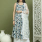 Foil Printed flared kurta pallazos With Dupatta ( JOKPL 2137W D67W 1581 Navy )