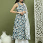 Foil Printed flared kurta pallazos With Dupatta ( JOKPL 2137W D67W 1581 Navy )
