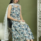 Foil Printed flared kurta pallazos With Dupatta ( JOKPL 2137W D67W 1581 Navy )