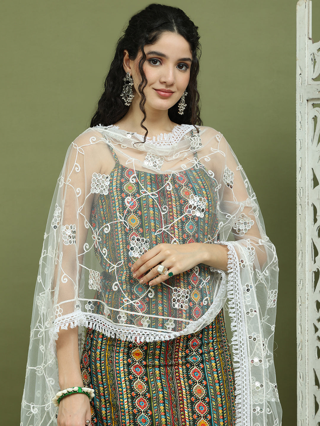 Foil Printed Rayon Kurta Palazzos With Dupatta ( JOKPL 2137W D67W 1583 Olive )