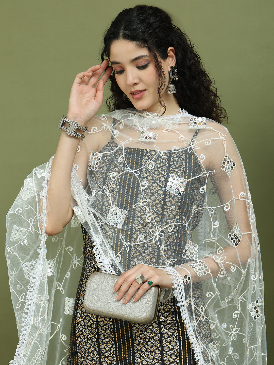 Foil Printed Rayon Kurta Palazzo Dupatta ( JOKPL 2137W D67W 1586 Black )