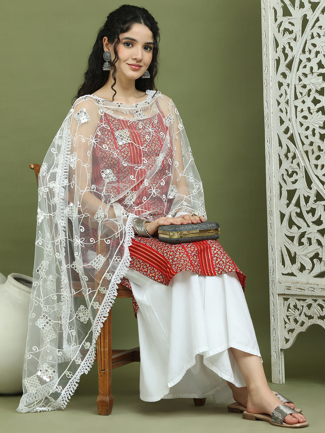 Foil Printed Rayon Kurta Palazzo Dupatta ( JOKPL 2137W D67W 1586 Red )