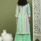 Lace Work, Woven Design straight Kurtas for Women ( JOK 1589 Green )