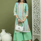 Lace Work, Woven Design straight Kurtas for Women ( JOK 1589 Green )