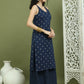 Printed Cotton Kurta Palazzo Set ( JOKPL 2138N 1585 Navy )