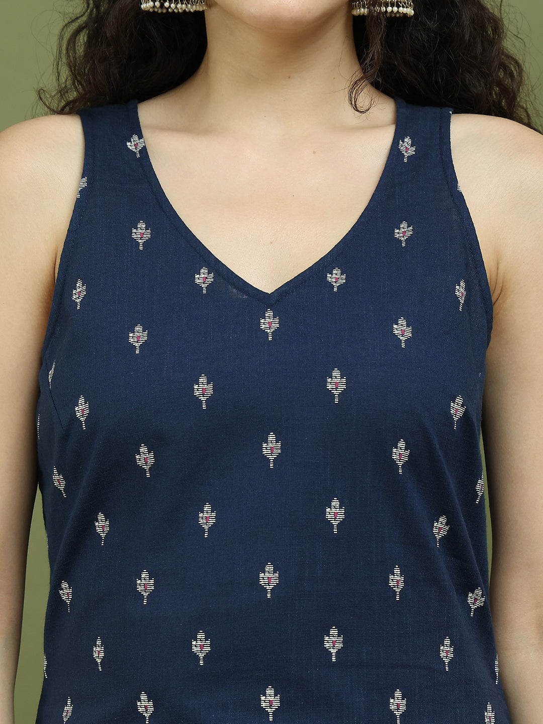 Printed Cotton Kurta Palazzo Set ( JOKPL 2138N 1585 Navy )