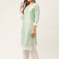Women Blue Ethnic Motifs Jacquard Kurta with Palazzos & With Dupatta
