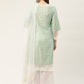 Women Blue Ethnic Motifs Jacquard Kurta with Palazzos & With Dupatta