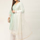 Women Blue Ethnic Motifs Jacquard Kurta with Palazzos & With Dupatta