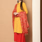 Women Woven Design Kurta with Palazzos & With Dupatta ( JOKPL D37R 1555 Yellow )
